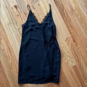 Mango Black Lace Trim Slip Dress